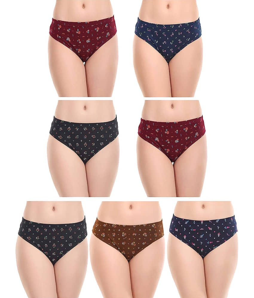 Rupa Jon - Multicolor Cotton Printed Women's Briefs ( Pack of 7 )