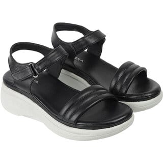 Lazera Black Wedge Sandals for Women Criss Cross Slingback EVA Sole Casual Wear
