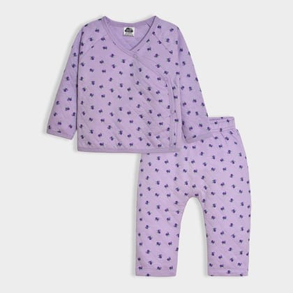 Bounjour Lilac Wrapover Top & Pajama Set-0 M / Lavender