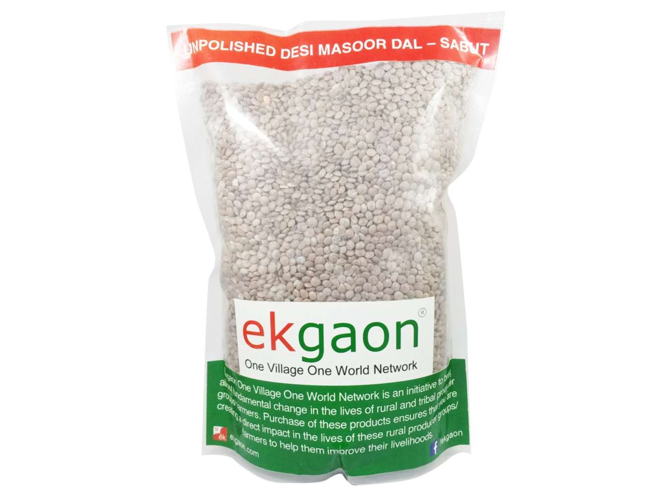 Ekgaon Unpolished Desi Masoor Dal – Sabut (Whole grain with skin Red Gram) (1Kg)