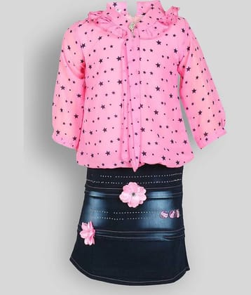 Arshia Fashions Cotton Blend Shift Dress For Girls ( Pack of 1 , Pink )