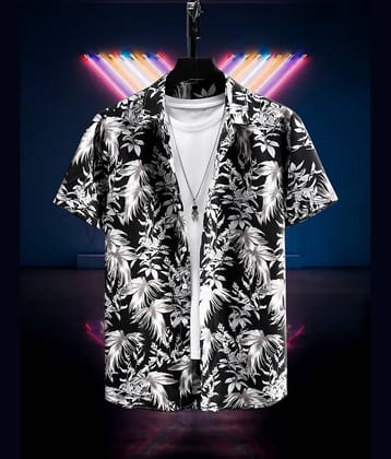 ARZ Poly Cotton Regular Fit Printed Half Sleeves Men's Casual Shirt - Black ( Pack of 1 )