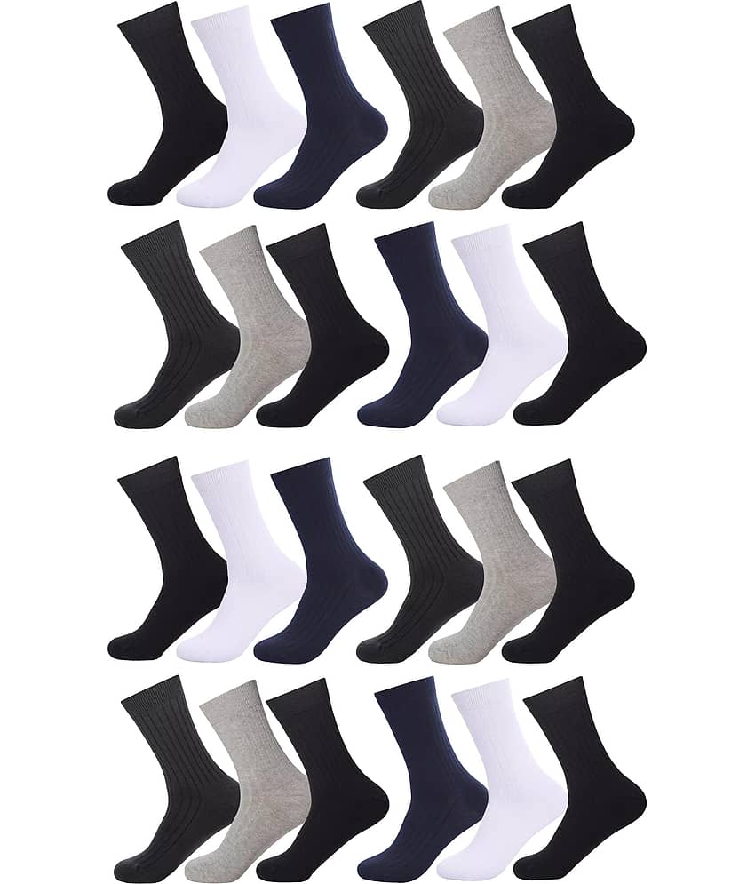 PLIMA Pack of 12 Men's Cotton Blend Full Length Socks ( Multicolor )