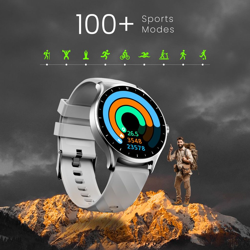 CELLECOR E2 Hype 1.50" (38.1mm) HD IPS Display Smart Watch, 500 Nits, 60Hz Refresh Rate, Bluetooth Calling, AI generated Watch Faces, 100+ Sports Modes, Health Suite, Voice Assistance (Silver-Grey)