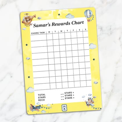 Teddy's Flight Kids Reward Chart-Sunshine Yellow / Magnet