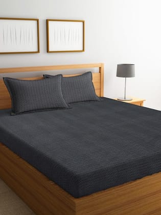 Grey Abstract Polycotton 300 TC King Bedsheet With 2 Pillow Covers