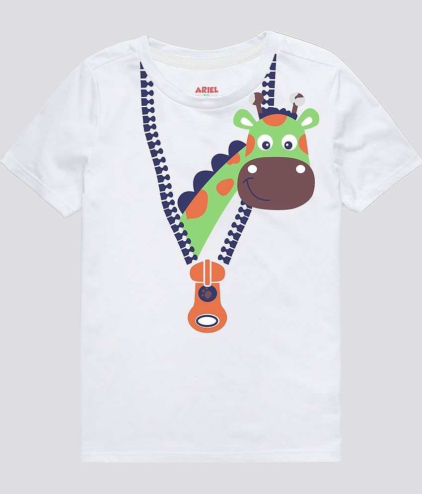 Ariel Pack of 1 Boys Cotton T-Shirt ( White )