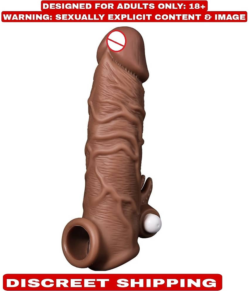 6.5 Inch Jumbo Head Condoom Double Hole Vibrating Penis Sleeve For Men By Kamahouse