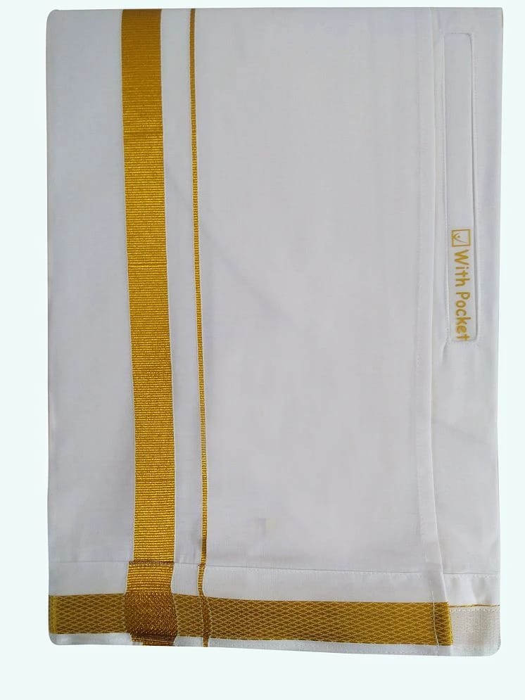 sundar White Lungi - Free size