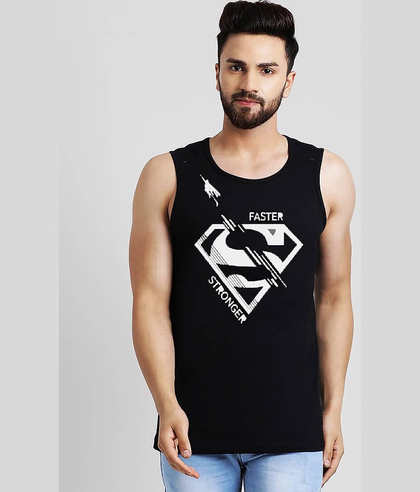 Leotude Pack of 1 Cotton Blend Sleeveless Vest For Men ( Black )