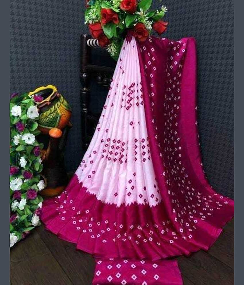 JIHANA FAB Georgette Self Design Saree With Unstitched Blouse Piece ( Pink )