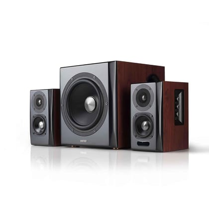 Edifier S350DB Wireless Speaker and Subwoofer 2.1 Speaker System Bluetooth v4.1 aptX Wireless Sound for Computer Rooms, Living Rooms and Dens- Brown
