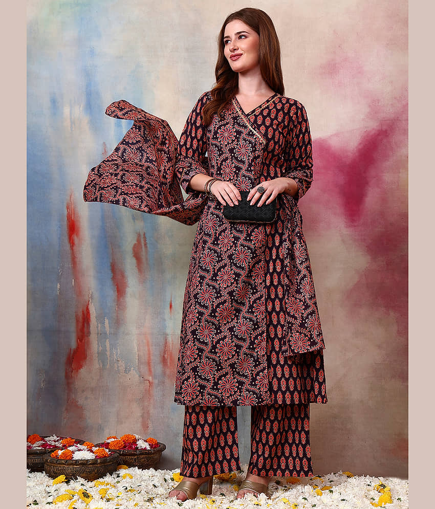 Tissu Women Cotton Printed Straight Kurti With Palazzo ( Multicolor )