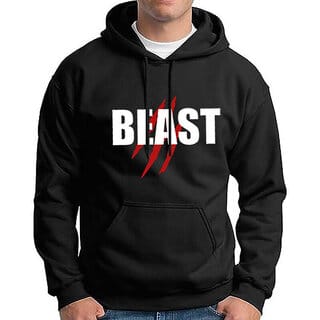 HIT SQUARE Men Black Printed Hooded Full Sleeve Sweatshirt.