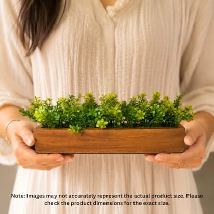Wooden Planter Realistic Faux Greenery Indoor Decoration Living Room Office Desk Table Shelf Decorative Arrangement