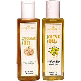 PARK DANIEL Virgin Sesame Oil and Olive Oil - Pure and Natural Combo pack of 2 bottles of 100 ml(200 ml) (200 ml)