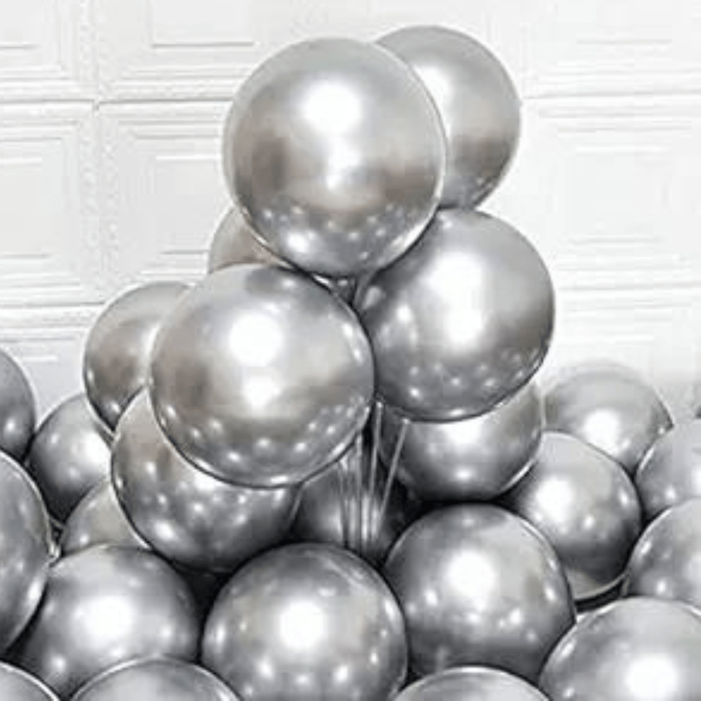 Silver Latex/Rubber Balloons - Helium Quality - 12 inches - 10PC - Party and Festive Needs | Buy online on ZillyBuy