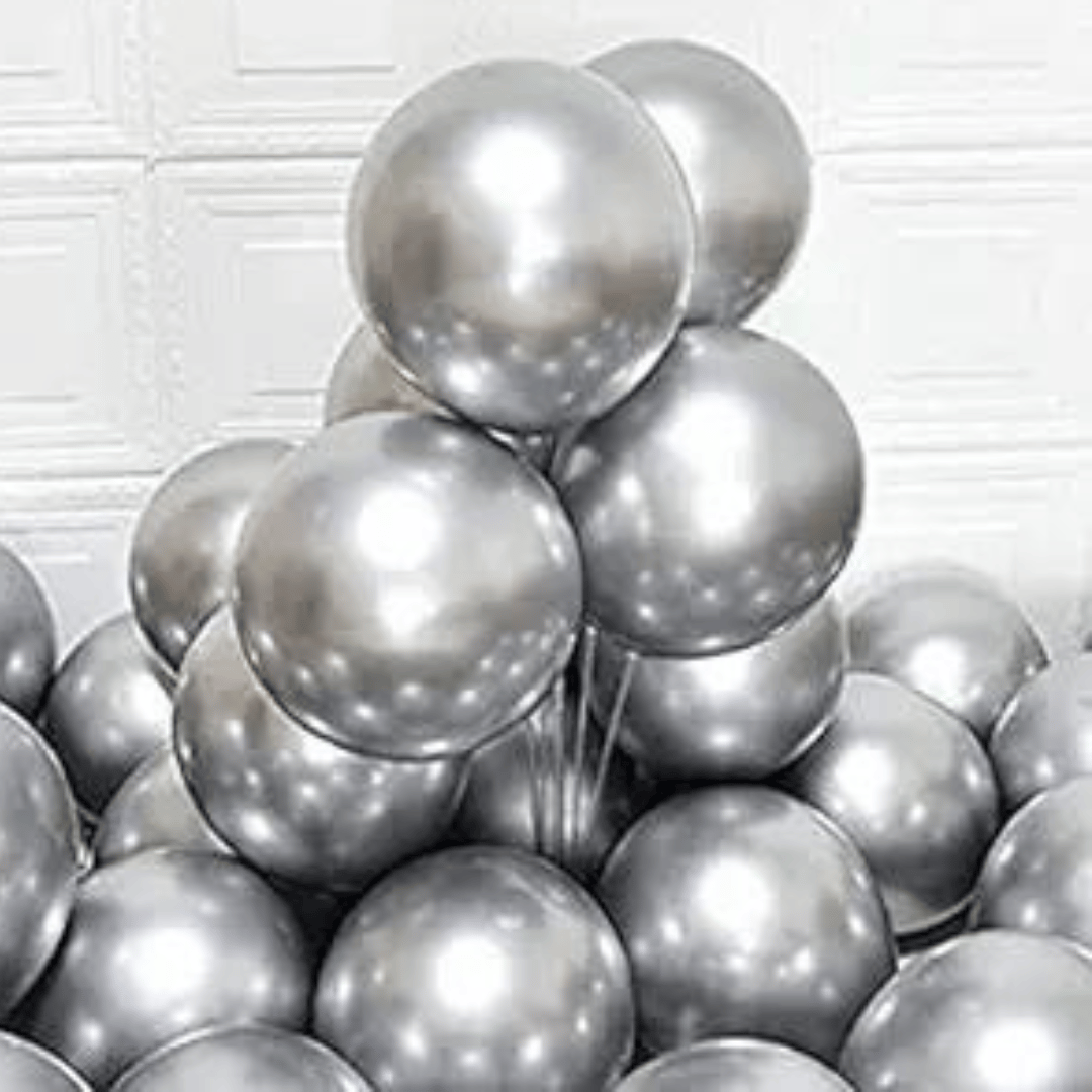 Silver Latex/Rubber Balloons - Helium Quality - 12 inches - 10PC