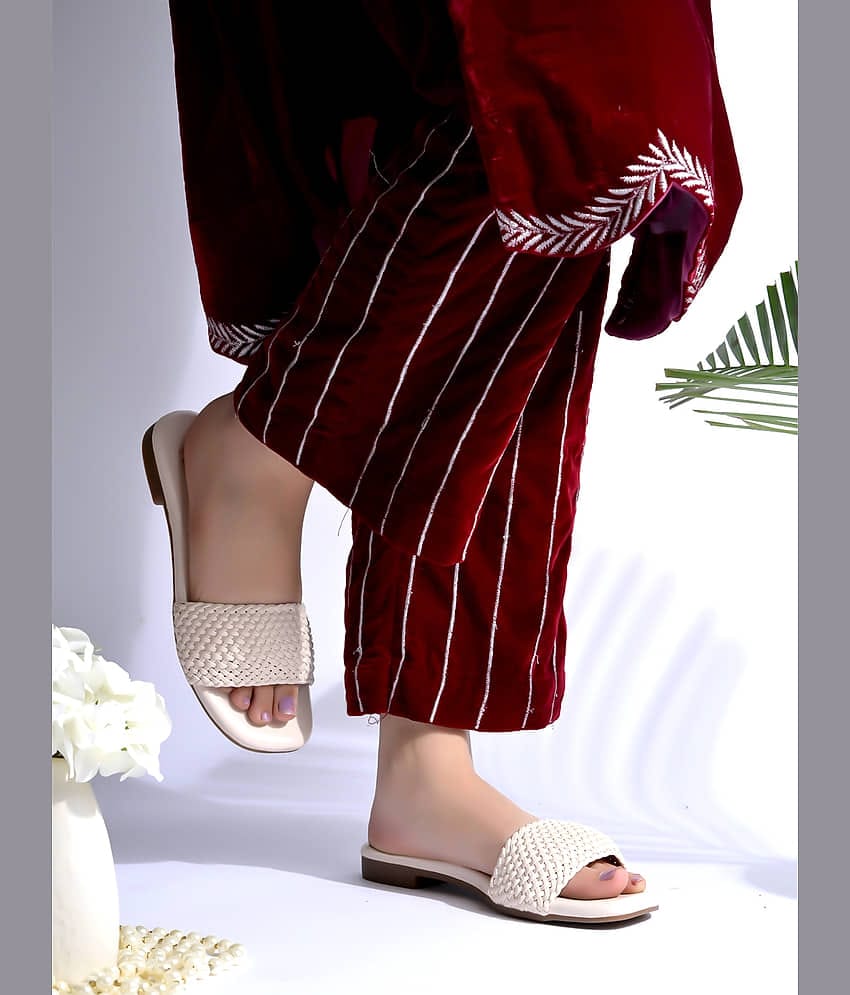 Shoetopia Cream Women's Flats