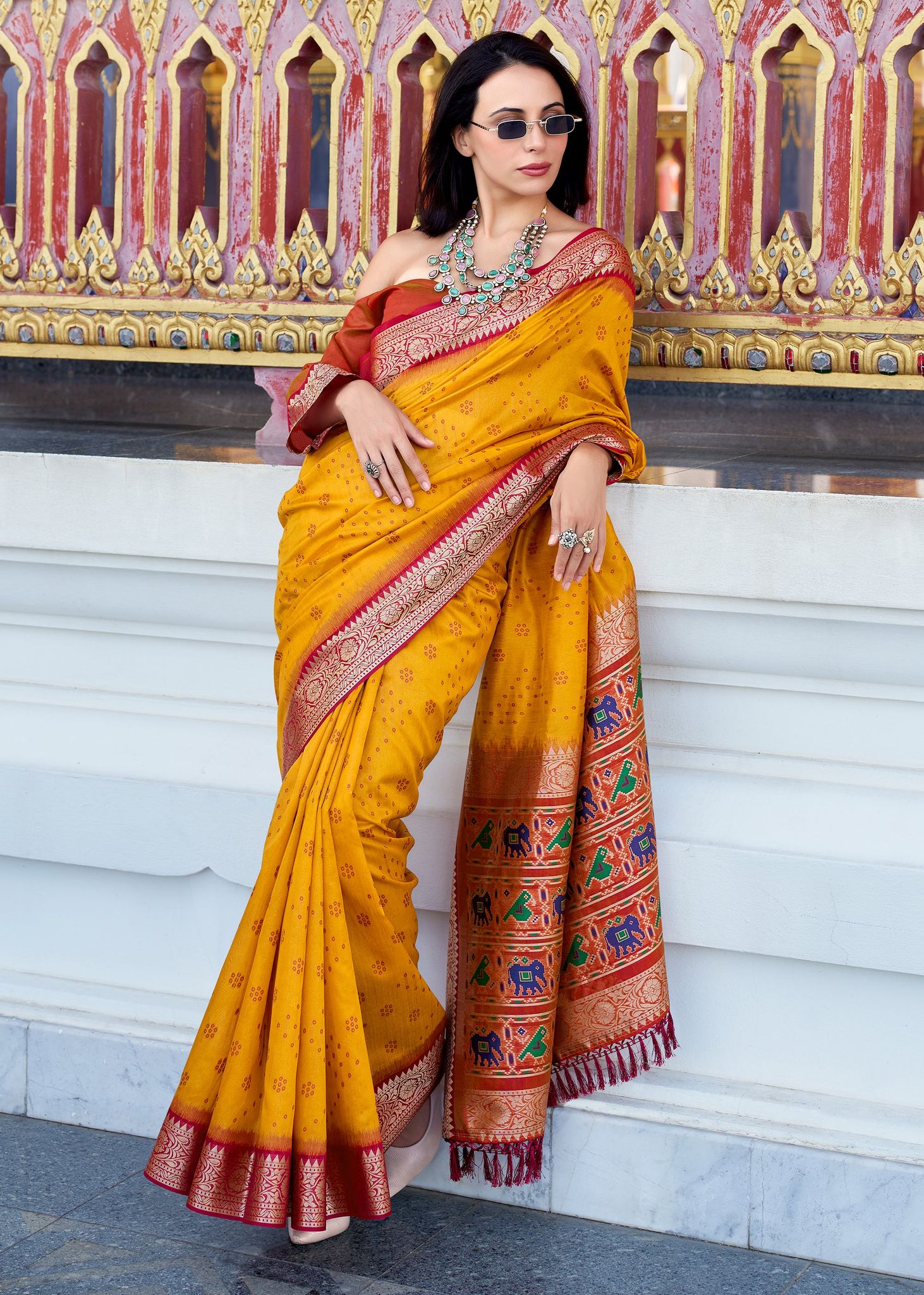Festive Yellow Woven Banarasi Patola Silk Saree