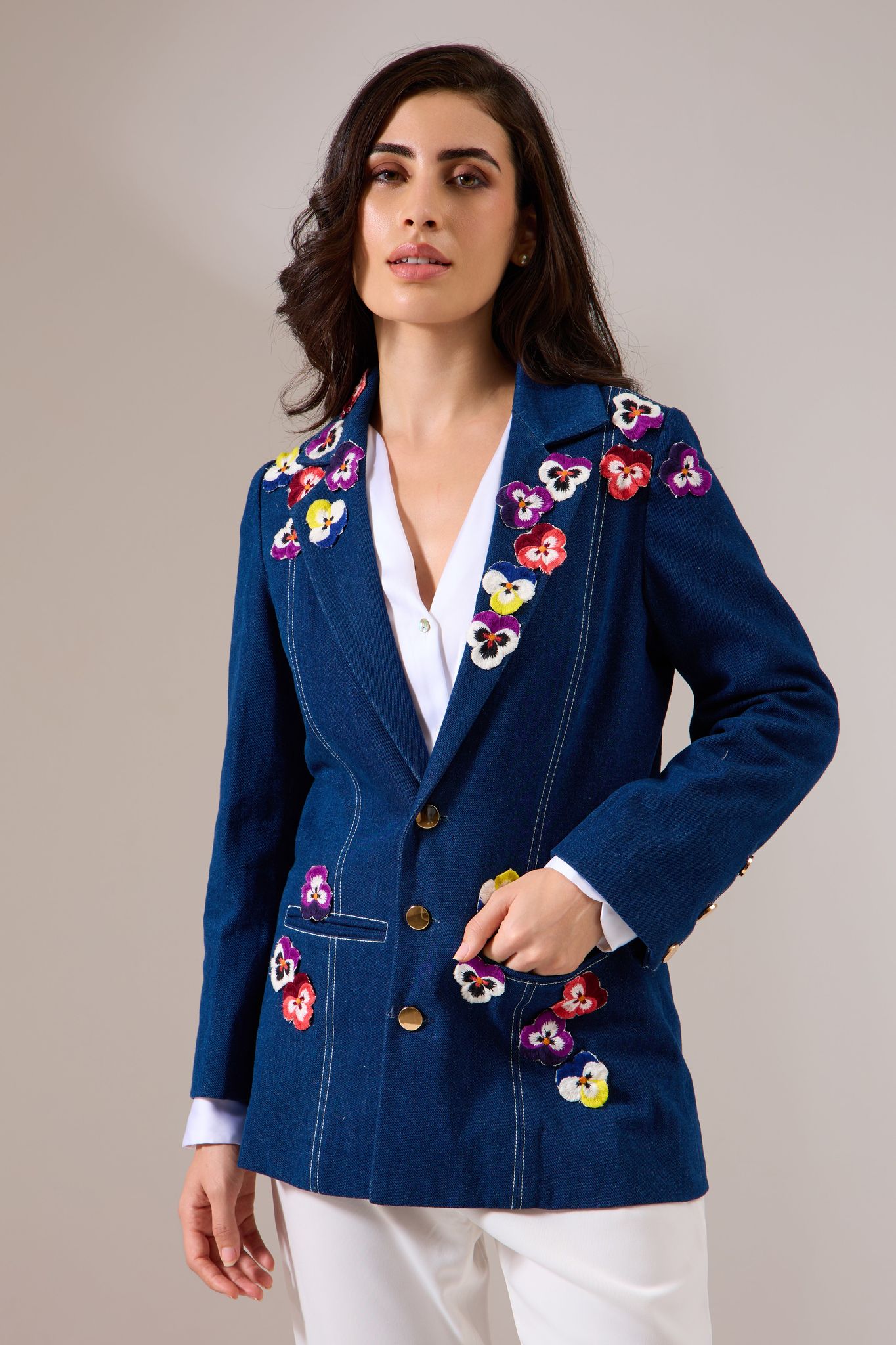 PANSY denim jacket-Pansy - blue / Denim / XXS