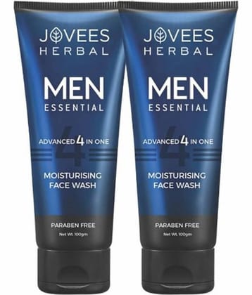 Jovees Herbal Men's Essential Advanced 4 in 1 Moisturizing Face Wash 100g (Pack of 2)
