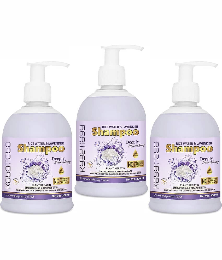 Rice Water Shampoo with Rice Water, Rice Keratin & Lavender Oil - Pack of 3