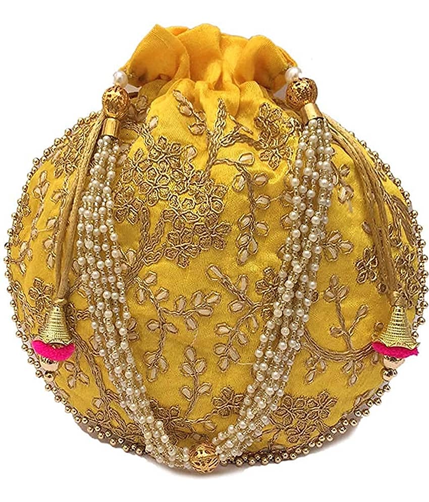 Apratim Yellow Silk Potli