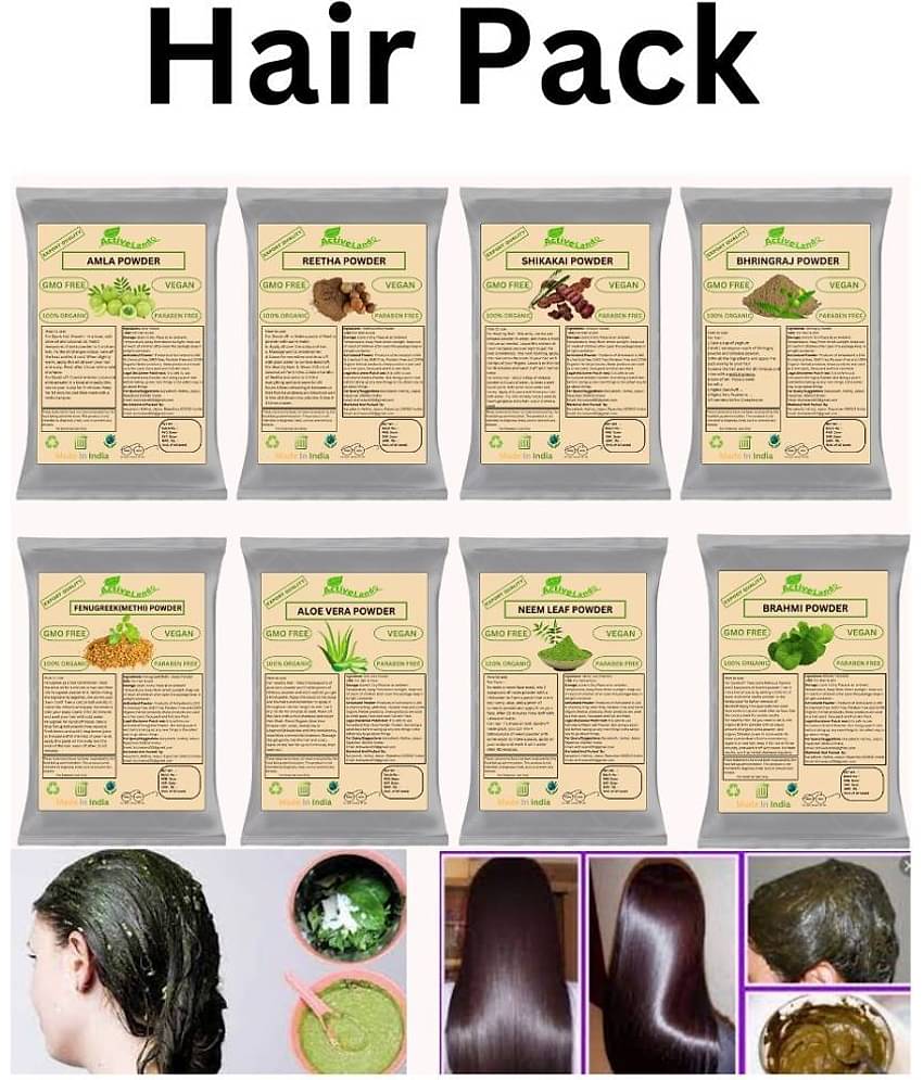 100% pure Amla Reetha Shikakai, Bhrinagraj methi powder Neem Alovera Brahmi powder for Hair (pack of 8)50g each = 400gm