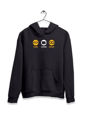 Code Coffee Repeat Hoodie-Black / S