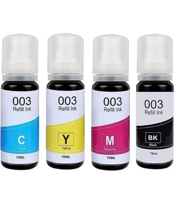 TEQUO 001 003 Ink Multicolor Pack of 4 Cartridge for EPS0N 003 Ink Bottles (65ml) for L3110 L3101 L3150 L4150 L4160 L6160 L6170 L6190 Printers