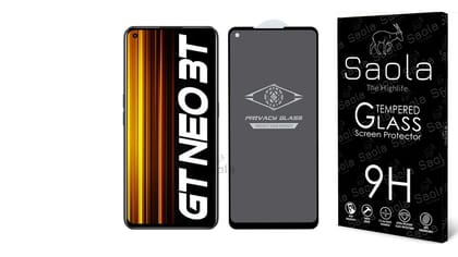 Saola Ultra Privacy Tempered Glass For Realme Gt Neo 3T(Pack Of 1)With Free Installation Kit(In-Screen Fingerprint Lock Will Not Work With The Privacy Guard Because Of It's Spy Coating),6.62In Saola Ultra Privacy Tempered Glass For Realme Gt Neo 3T(Pack 