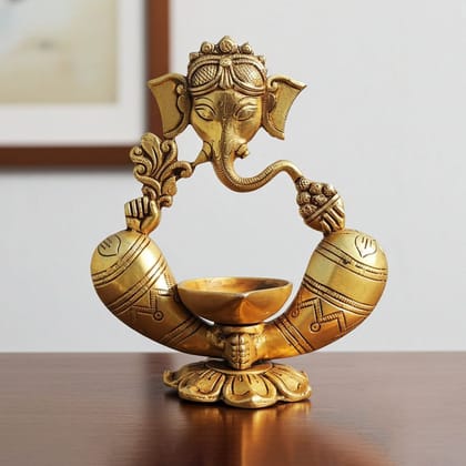 Brass Showpiece Ganesh Deepak God Idol Statue (BSMAS1656 D)