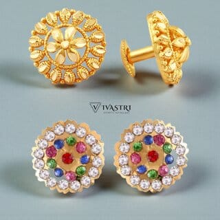 Vivastri Premium Gold Plated Alloy Stud Earrings Combo for Women & Girls Pack of 2