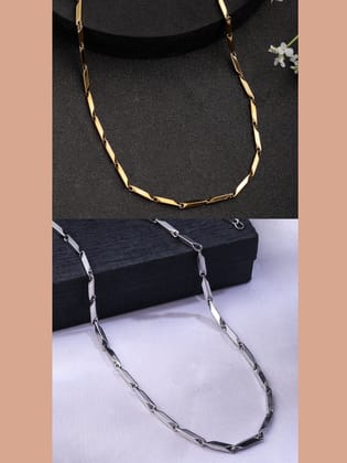 NVR Men Set of 2 Stainless Steel Bohemian Chain-One Size / Gold, Silver / Stainless Steel