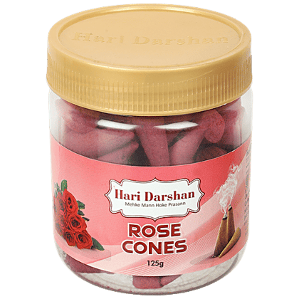 Hari Darshan Rose Dry Dhoop Cones, 60 pcs Jar