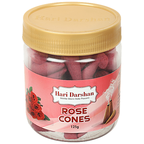 Hari Darshan Rose Dry Dhoop Cones, 60 pcs Jar