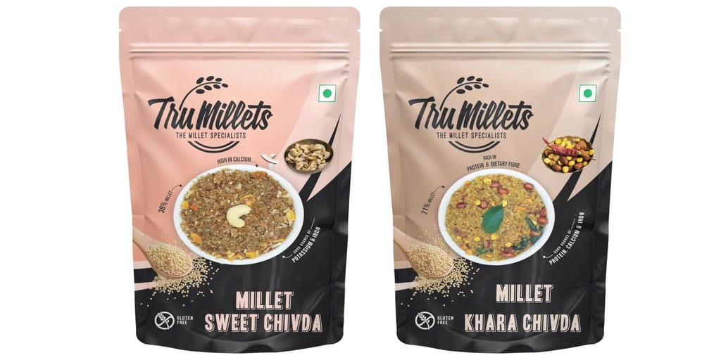 Trumillets | Healthy Millet Snacks | Mixture Combo | Sweet Chivda 125g and Khara Chivda 125g