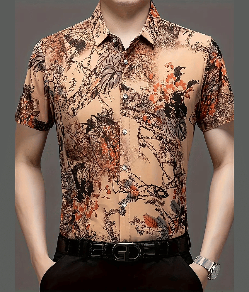 AAPSKA Poly Cotton Regular Fit Printed Half Sleeves Men's Casual Shirt - Multicolor ( Pack of 1 )