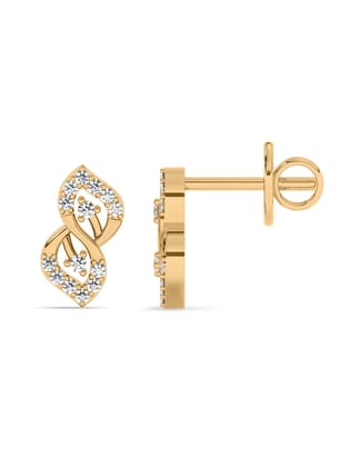 Lab Grown Leafy Affair Diamond Earrings In Gold-9K / Yellow Gold