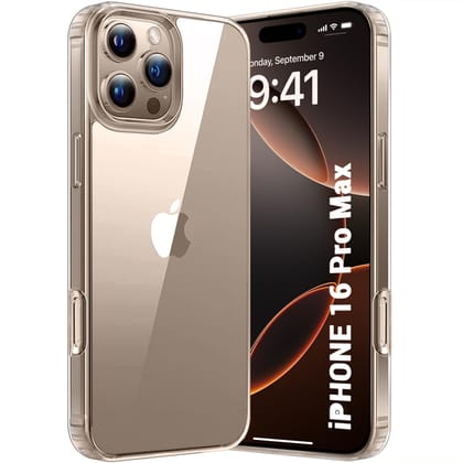 Ultra-Hybrid Crystal Clear Back Case Cover for iPhone 16 Pro Max | Shockproof Design | Camera Protection Bump | Hard Clear Back | Bumper Case Cover for iPhone 16 Pro Max (Transparent)