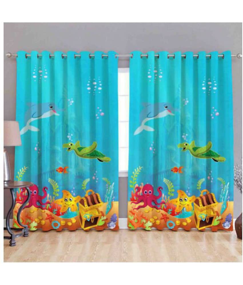 B7 CREATIONS Single Window Semi-Transparent Eyelet Polyester Curtains Multi Color