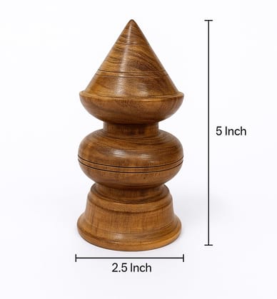 Polished Wooden Kalasam Finial � 2.5 Inch Diameter � 5 Inch Height � Natural Polished Finish � Handcrafted Decorative Temple & Pooja Mandap Topper � Each Kalash Has a Unique Wood Grain