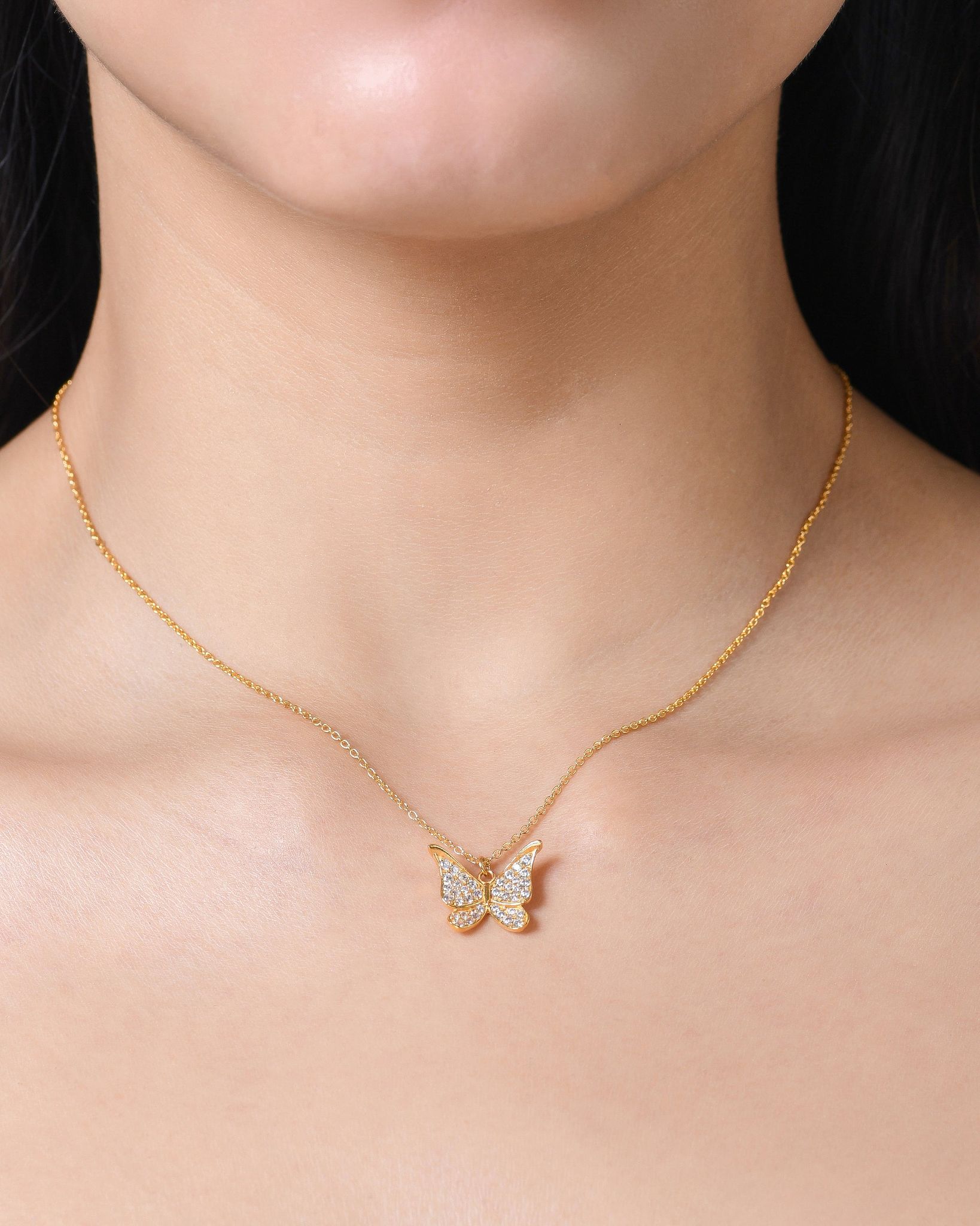 Big Butterfly Necklace-18k Gold Plated