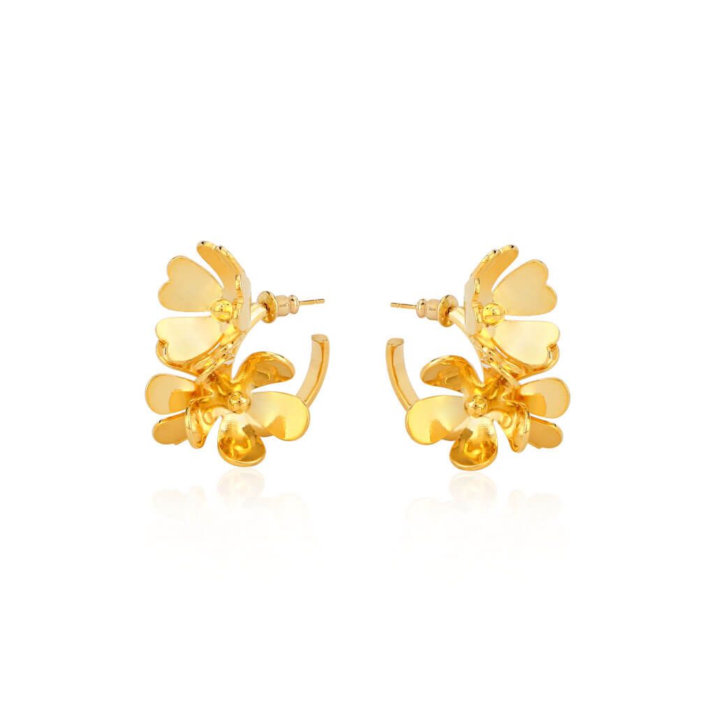 Big Peony 18K Gold Plated Hoop Earrings