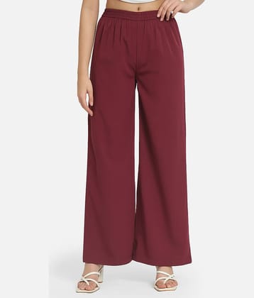 ALL WAYS YOU Maroon Crepe Straight Women's Palazzos ( Pack of 1 )