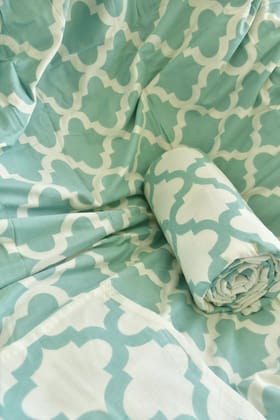 Sea Green n White reversible Mul Mul DoharDouble Bed Sea Green n White reversible Mul Mul DoharDouble Bed