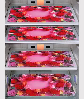 Generic PVC Floral Printed Fridge Mats ( 44 29 ) Pack of 4 - Multicolor