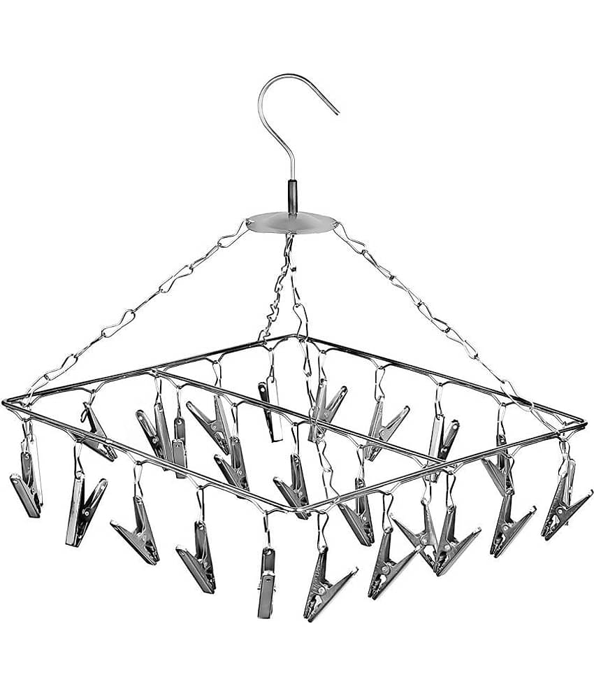 Dynore Stainless Steel 25 Clips Square Cloth Dryer/Cloth Drying Stand/Hanger With Clips/Baby Cloth Dryer
