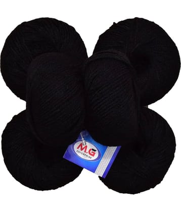 100% Acrylic Wool Black (6 pc) Baby Soft Wool Ball Hand Knitting Wool/Art Craft Soft Fingering Crochet Hook Yarn, Needle Knitting Yarn Thread Dyed